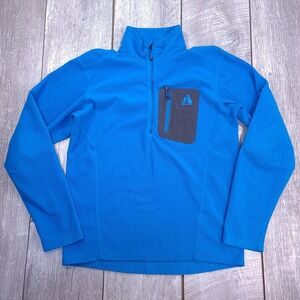 Eddie Bauer First Ascent Fleece Pullover Mens Small Blue 1/4 Zip Hiking Jacket